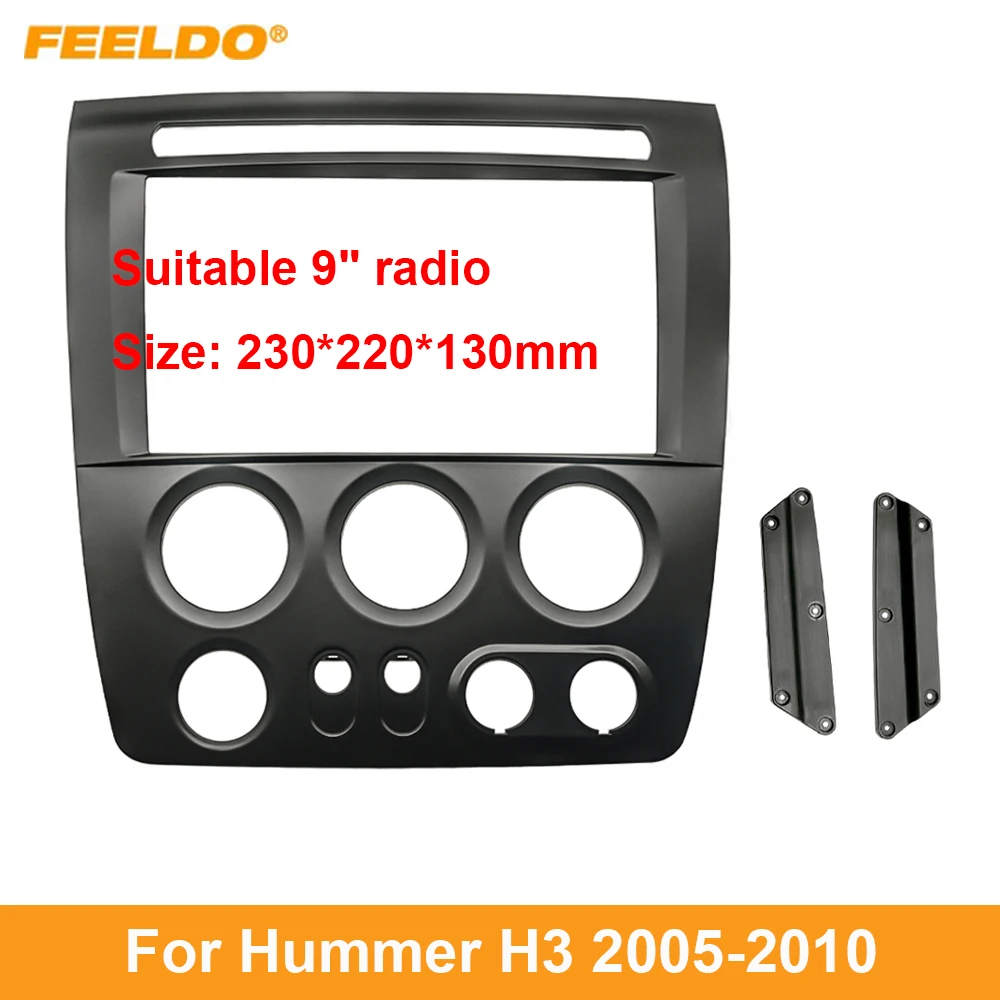 

FEELDO Car Audio 9" Big Screen Head Unit Dash Fascia Panel Frame Kit Adapter For Hummer H3 (05-10) Radio Dash Frame