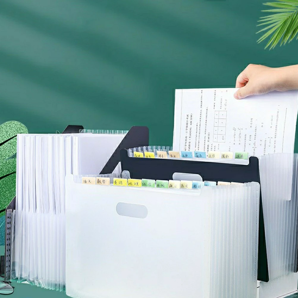 

13 Section Accordion File Folder A4 White Large Capacity Portable Document Bag For Bills Receipts Tickets Office ganizer