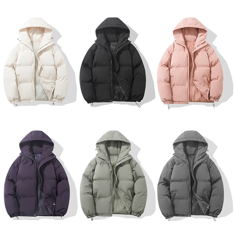 Autumn And Winter Warm Fashion Harajuku Puffer Jacket Women High Neck Hooded Zipper Design Cotton-Padded Coat Abrigo Mujer