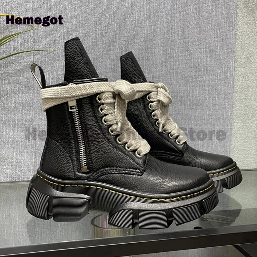 

Thick-soled Side Zipper Boots for Men Lace-up Handmade Ankle Boots Casual Shoes Botas Casual Shoes Botas Mujer Tendencia