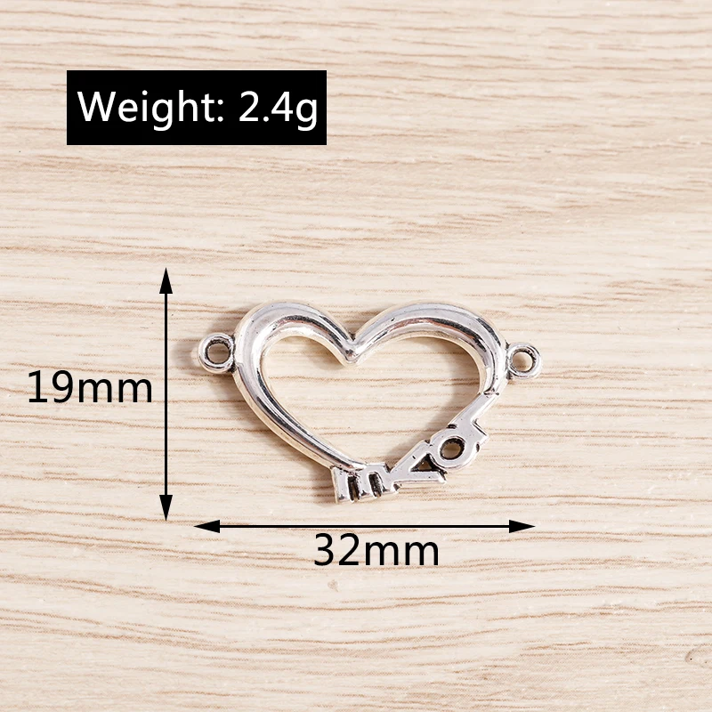 10 Stück niedliche, gemischte Herzanhänger aus Legierung zum Basteln von Halsketten, Ohrringen, Armbändern, DIY-Handarbeiten und Schmuckzubehör – Detail 27