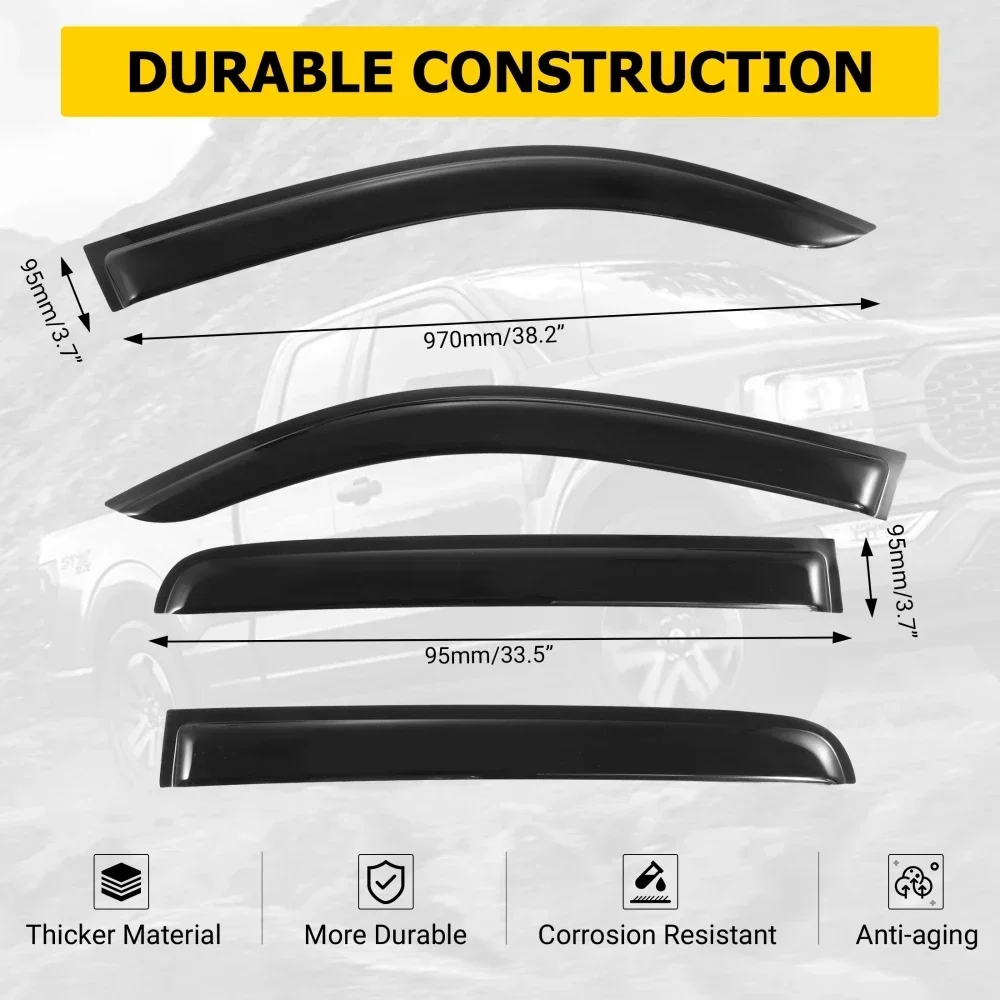 For Toyota Tacoma 2016-2022 Side Window Exterior Rain Awnings Shelters Windowsheild Wind Sun Visor Ventilation Guard Deflector