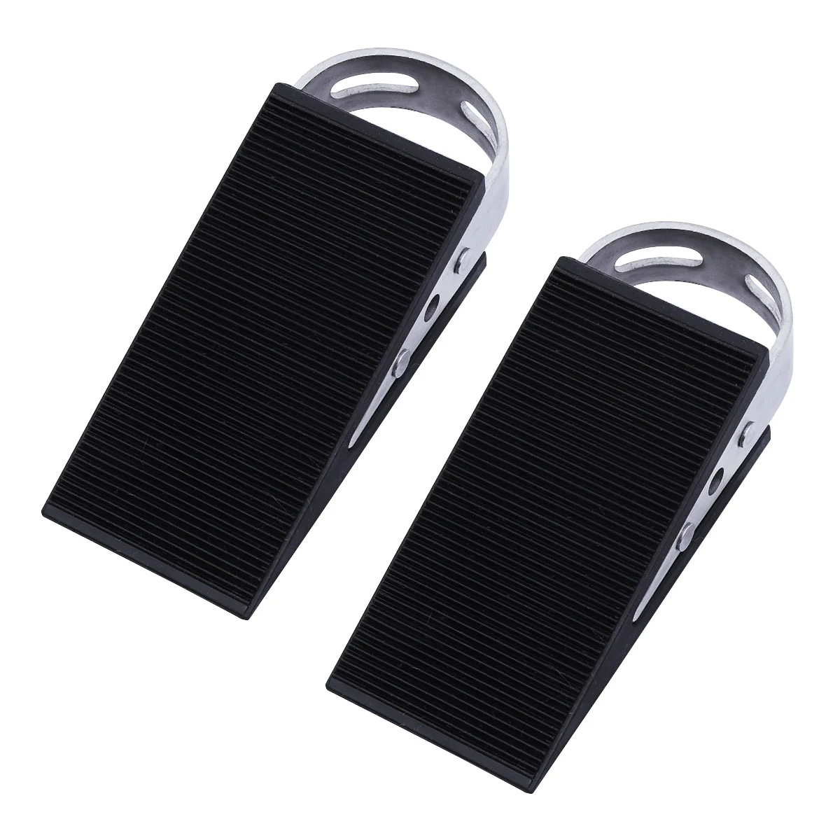 2Pcs Stainless Steel Wire-draw Door Stopper Heavy Duty Door Stop Works on All Floor Surfaces (Black)