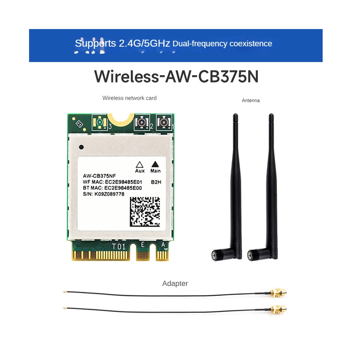 Waveshare Aw-Cb375Nf dwuzakresowy bezprzewodowy karta sieciowa 2.4G/5Ghz dwuzakresowy moduł bezprzewodowy Wifi5 generacji