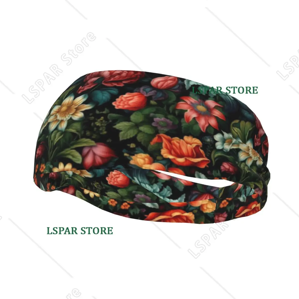 

Sports Sweatband Breathable Headband Sweat Hair Head Band Flowers Black Background Yoga Headband