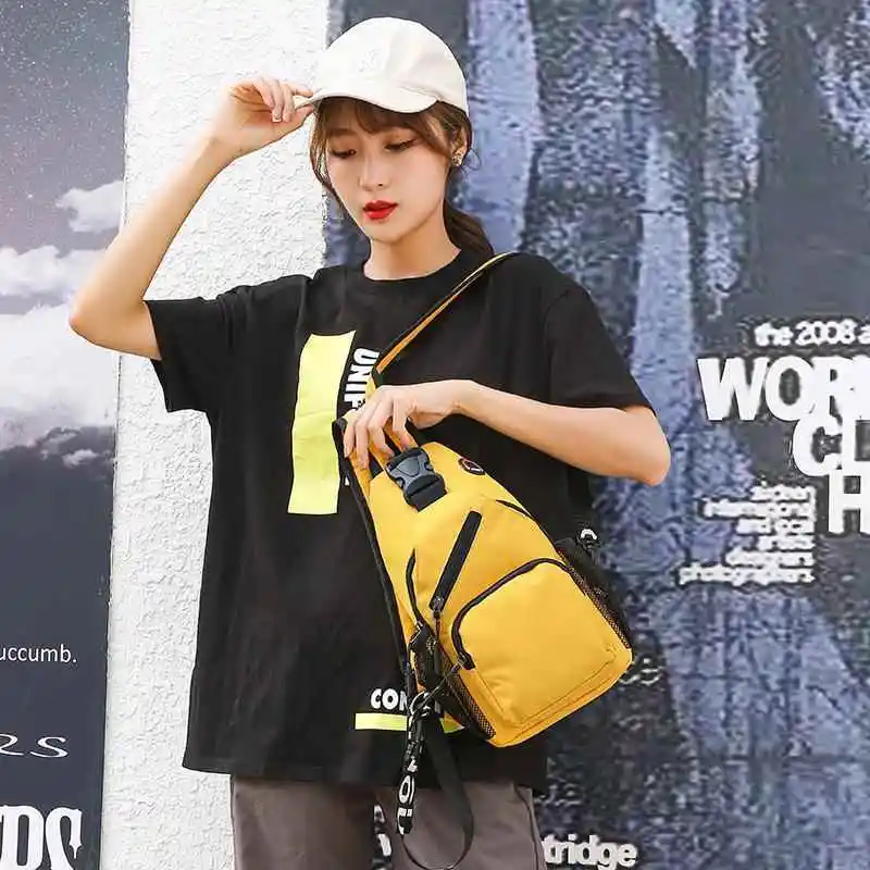 

Fashionable Japanese Minimalist Functional Style Chest Bag Large Capacity Slant Cross Motorcycle Riding Bag Trendy Brand