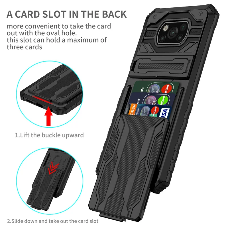 For Xiaomi Poco X3 Pro Case Armor Shockproof Stand Holder Phone Case For Poko Pocco Little X3 NFC X 3 Pro X3Pro Card Slot Cover