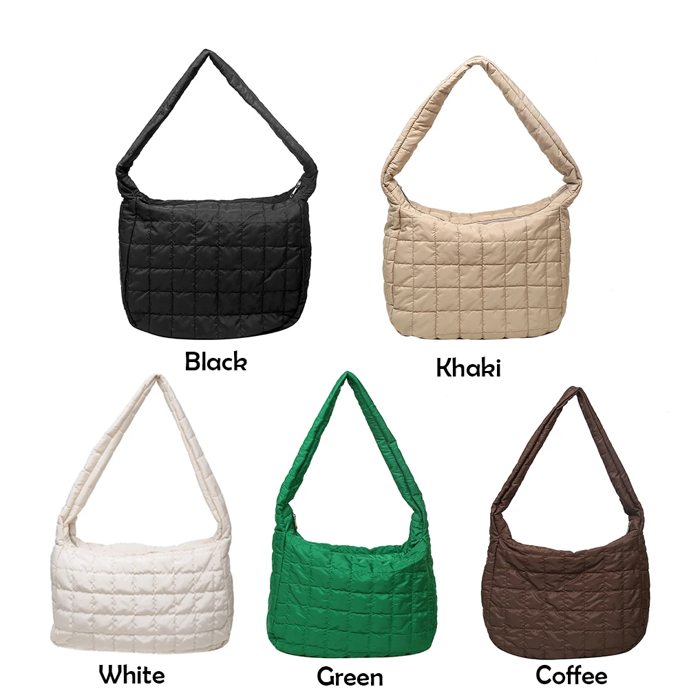Fashion Women Checkered Shoulder Bags Solid Color Messenger Bag Large Capacity Handbags for Shopping Travel Supplies