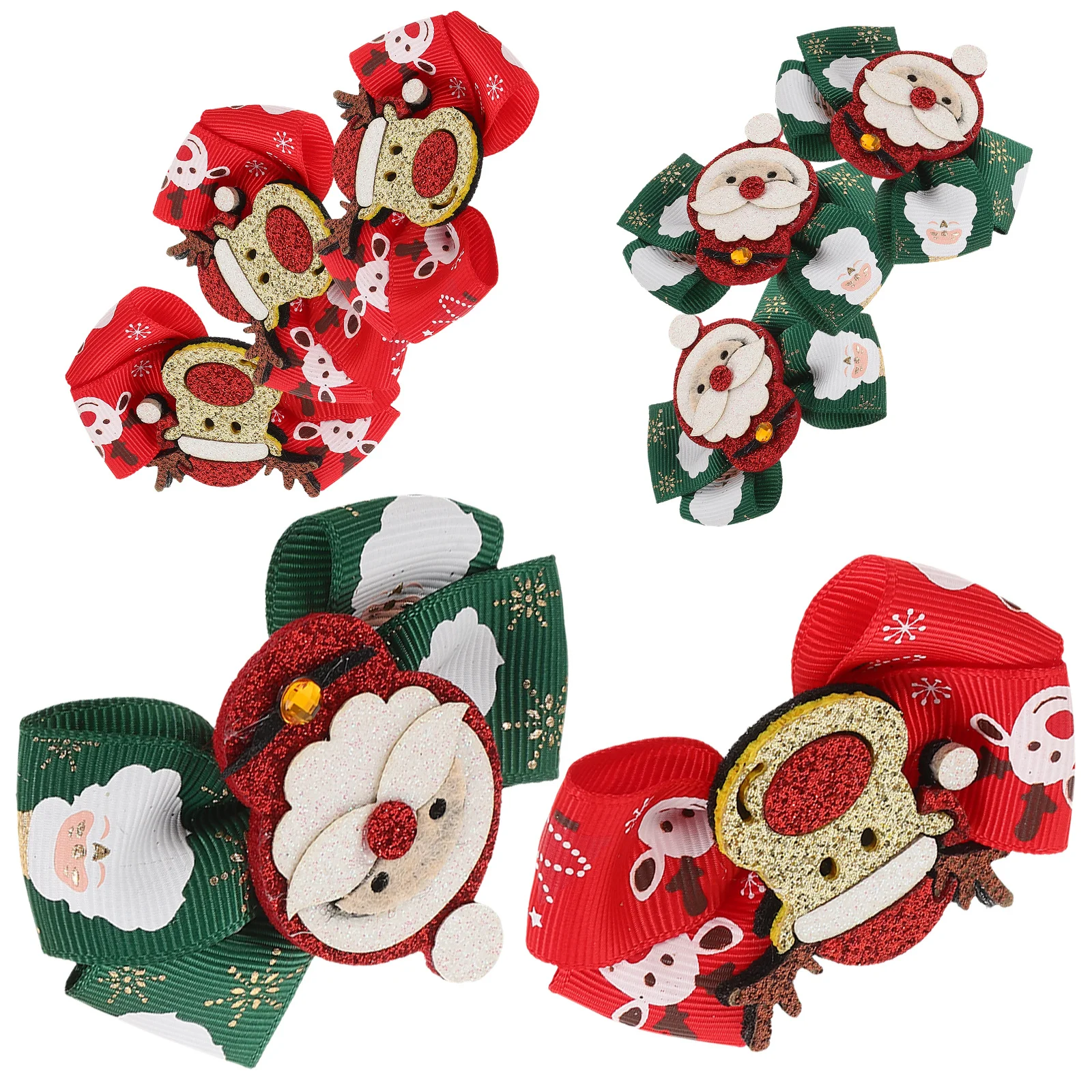 

8Pcs Children Hair Clips for Girls Christmas Glitter Hairpins Cute Holiday Bows Toddlers Hair Accessories Party Festive Decor