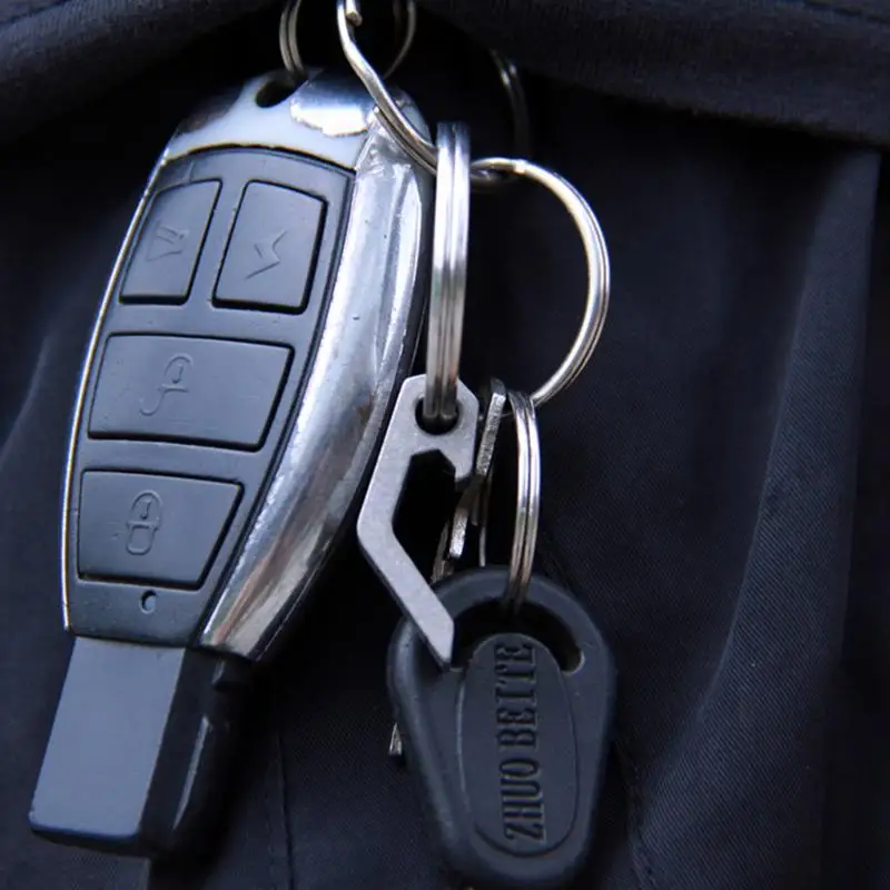 Titanium Alloy Creative Mini Beer Bottle Opener Keychain with Key Rings Pocket Key Ring Tool for Outdoor Camping, Hiking