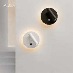 Aisilan LED Dimmable Wall Lamp with Touch On/Off Switch, 340°Rotatable Wall Mounted Backlight for Bedside Study Corridor