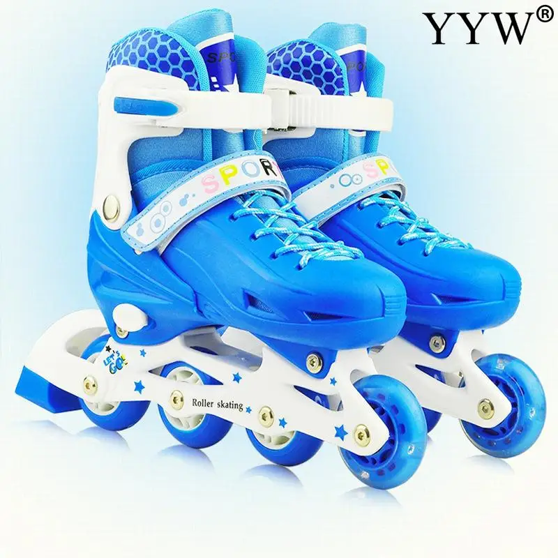 Inline รองเท้าสเก็ตลูกกลิ้ง4ล้อรองเท้าผ้าใบเด็กเยาวชนเริ่มต้น Boy และสาว Roller สเก็ตรองเท้าแฟลชอุปกรณ์ป้องกันชุด