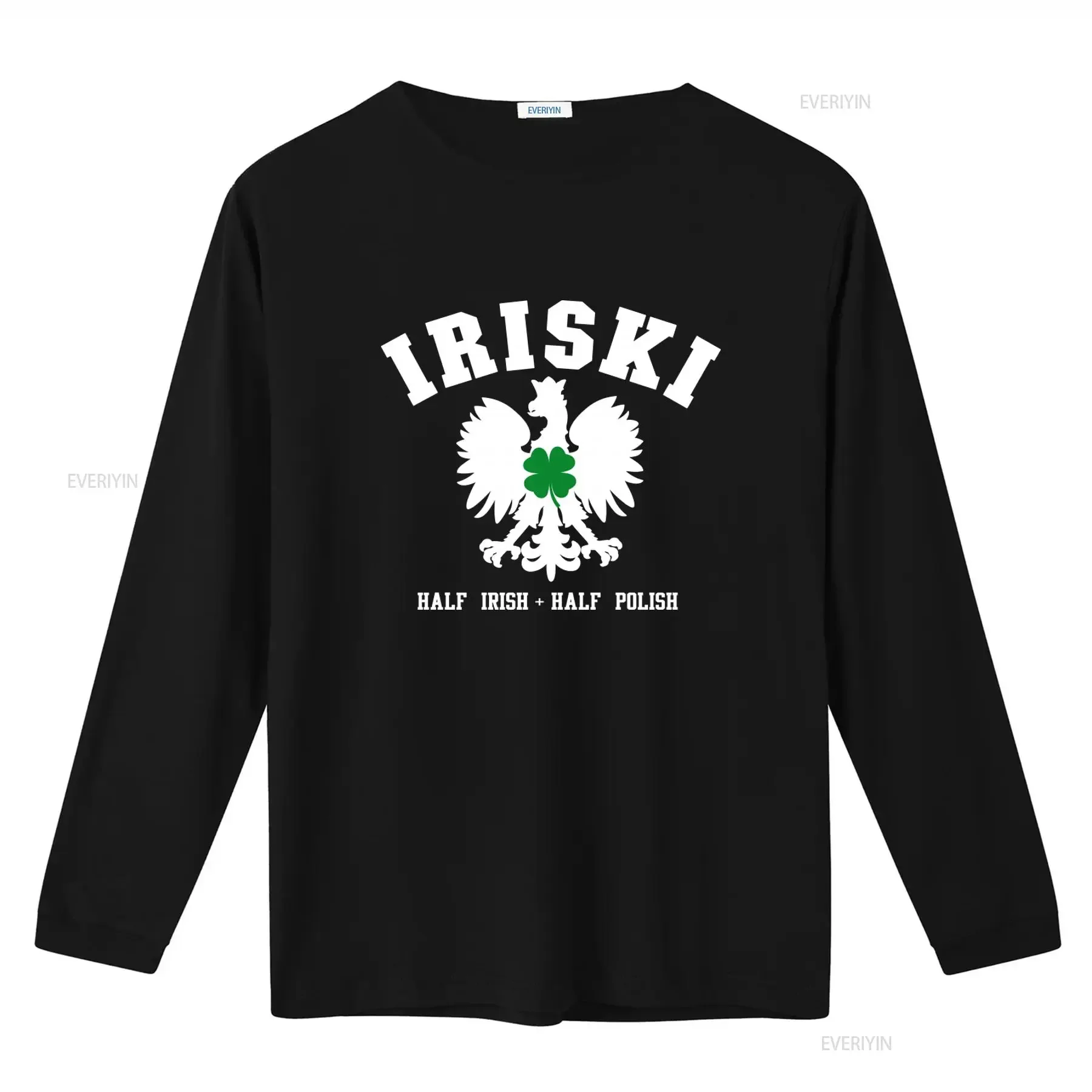 Half Irish Polish T Shirt IRISKI Eagle Cultural Heritage Dual Ancestry Unique Funny  vintage Washed homme Versatile Stretched