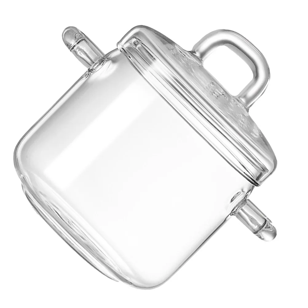 350Ml Transparent Glass Stovetop Soup Pot with Tight-Fitting Lid Heat Resistant for Simmering Boiling Steaming Baby Food and