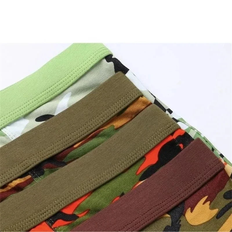 4Pcs/Lot Men\'s Underwear Boxer Shorts Sexy Boxer Camouflage Print Men\'s Shorts Breathable Antibacterial Shorts Plus Size L-5XL