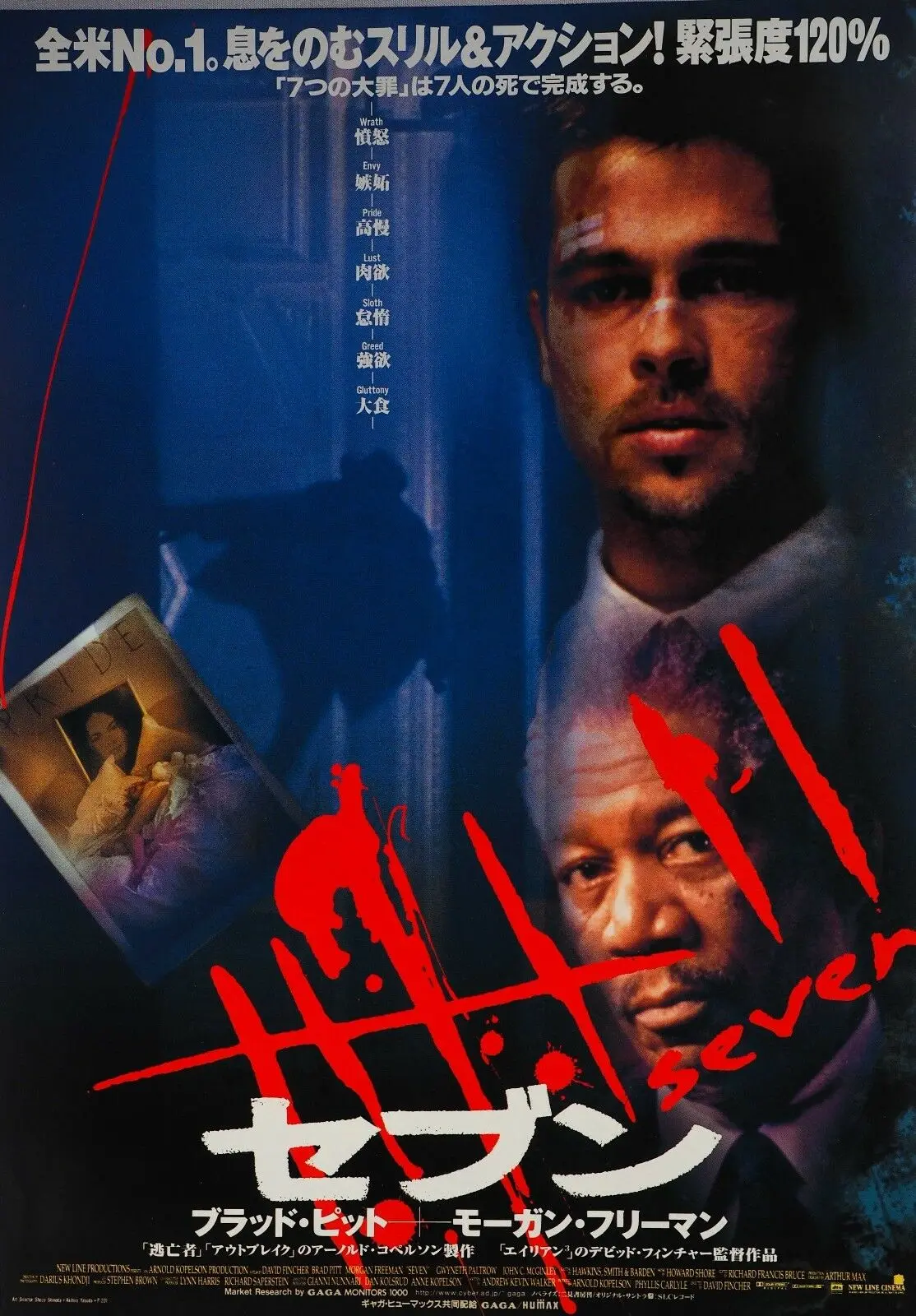 

Seven 1995 Se7en Brad Pitt Thriller Japanese Movie Art Print Silk Poster for Your Home Wall Decor 24x36inch