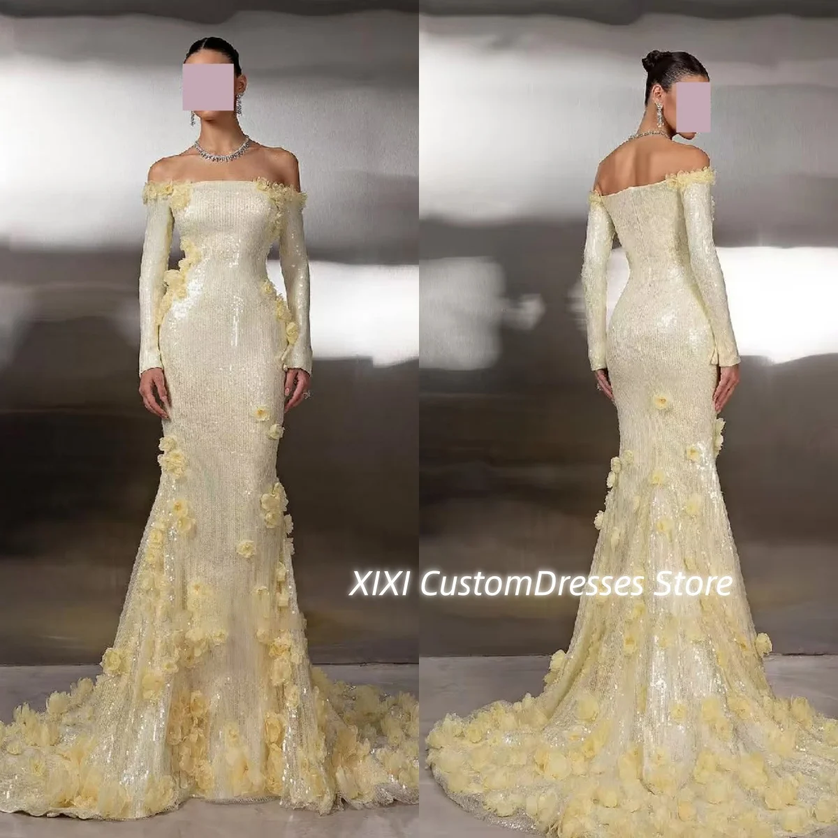 

Русалка Пром платья с открытыми плечами Женские вечерние платья длиной до пола с цветами Вечерние платья на молнии