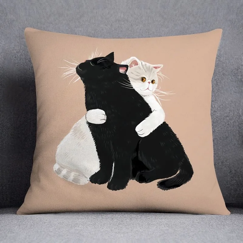 Cute kitten pattern pillowcase home fabric decoration sofa cushion living room bedroom square pillow cover home