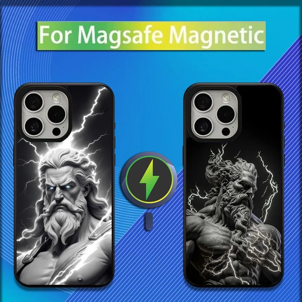 Greek God Statue Face Zeus Phone Case For iPhone 16,15,14,13,12,11,Plus,Pro,Max,Mini Magsafe Magnetic Wireless Charging