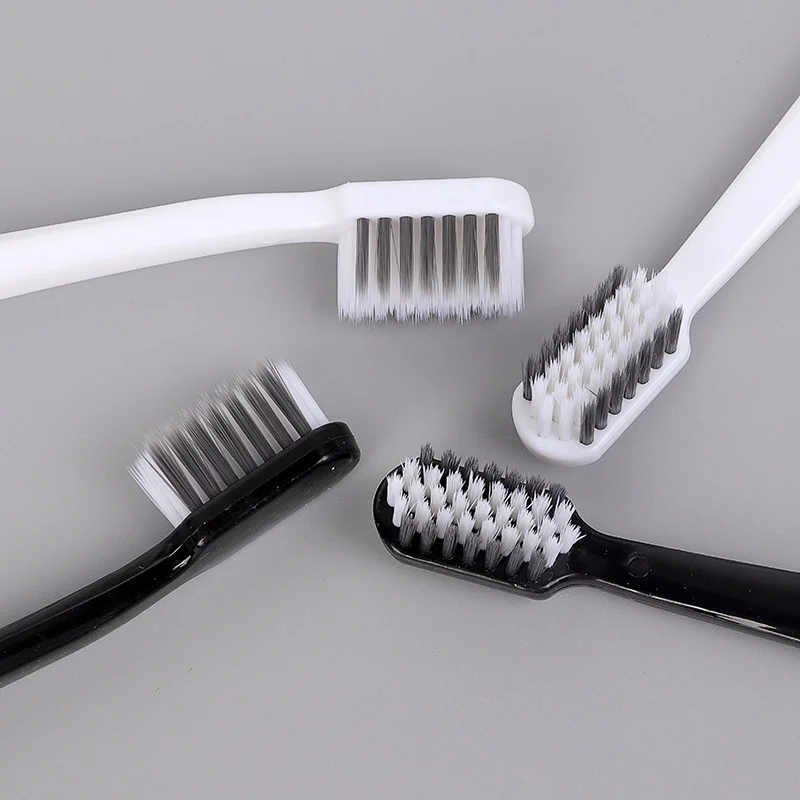 4PC/set Adult Fashion Black and White Bamboo Charcoal Couple Toothbrush Soft Bristle Toothbrush Travel Toothbrush Wholesale