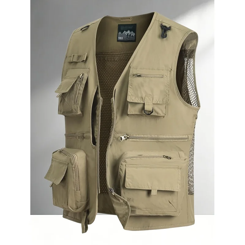 Cooling Vest With Fan Jackets Man Multi-pocket Work Overalls Outdoor Fishing Casual Mesh Summer Men Padding Motorcycle Hiking