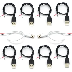 10PCS USB 2.0 Male Plug 2pin Bare Wire USB Power Cable DIY Pigtail Cable For USB Equipment Installed Replace Repair DIY  ﻿