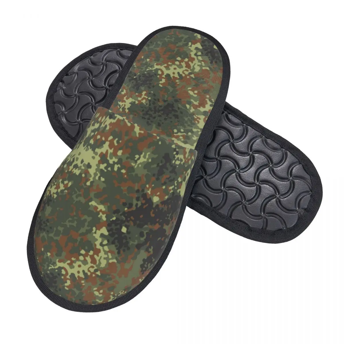 Custom Print Women Flecktarn Camo House Slippers Soft Warm Military Army Camouflage Memory Foam Fluffy Slipper  Outdoor Shoes