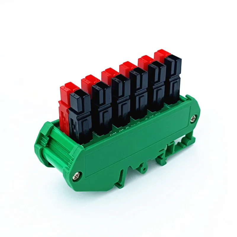 6-Position Distribution Block Module 30A/60V, Ultra-thin DIN Rail Installation, Used for Power Pole Connectors