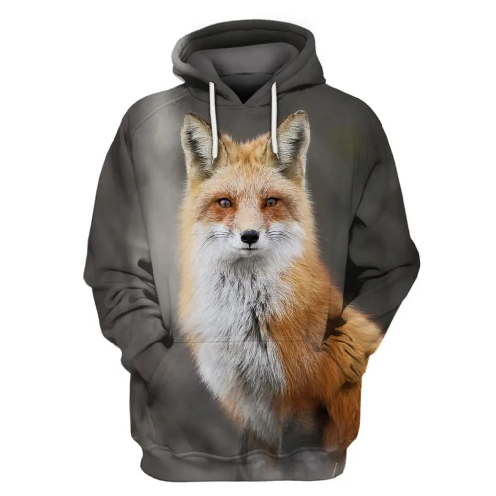 Animal Fox Hooded Men Women Fashion 3D Print Sweatshirt Casual Oversized Pullover Hip Hop Harajuku Couple Streetwear Hoodies