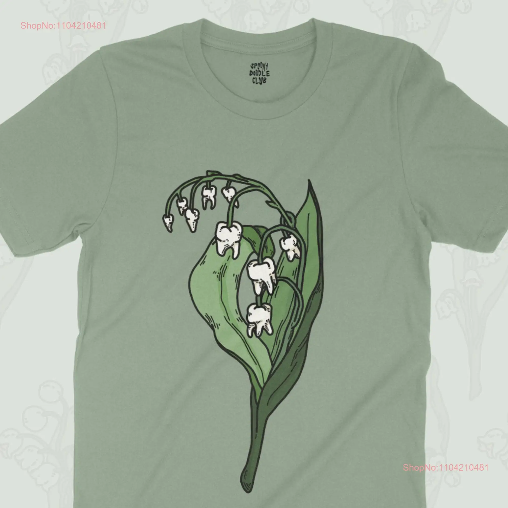 LILY TEETH T SHIRT Weird Tooth Plant of the Valley Creepy Floral Eerie Art Sage Unique Style long or short sleeves