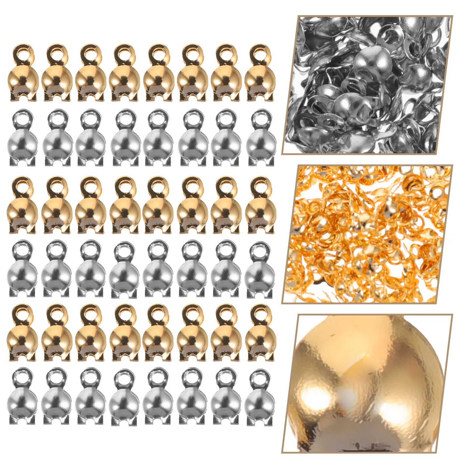 

200Pcs Jewelry Making Finding End Caps Knot Covers Sturdy Stainless Steel for DIY Bracelets Necklace Making Material