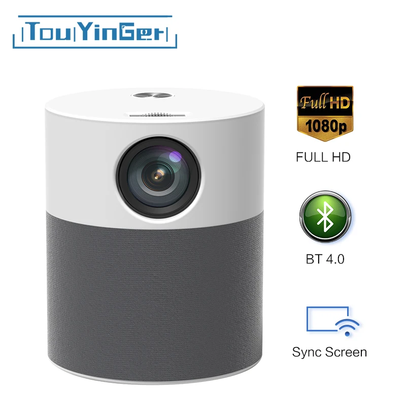 Touyinger NOVO T9 Full HD Projetor Portátil Nativo 1080P Beamer Home Theater Vídeo (Android 9 WIFI Blutooth Keystone)