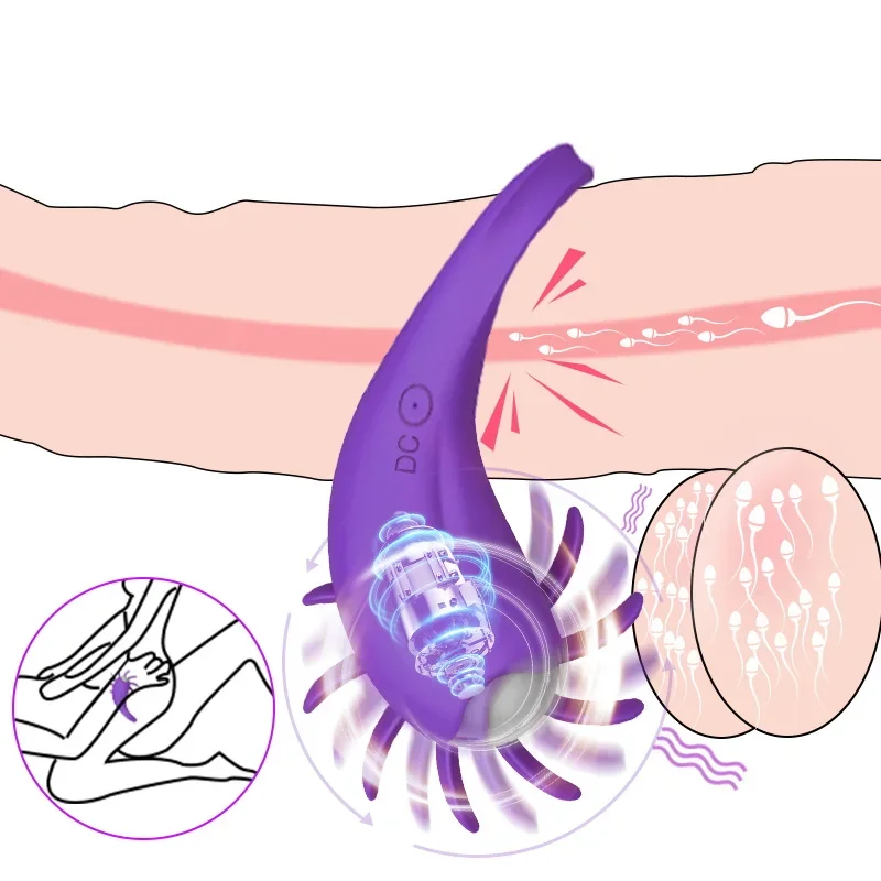 Cock Penis Ring Paar Vibrator Roterende Likken Vagina Clit Stimulator Orgasme Vibrerende Cockring Sperma Vergrendeling Speeltjes Voor Mannen