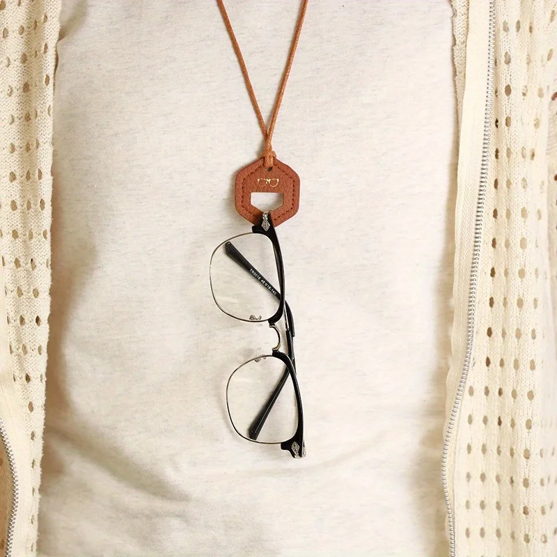 Eyeglasses Leather Neck Portable Cord String Hanging Uni Reading Glasses Sunglasses Myopia GlassesHolder Retainer