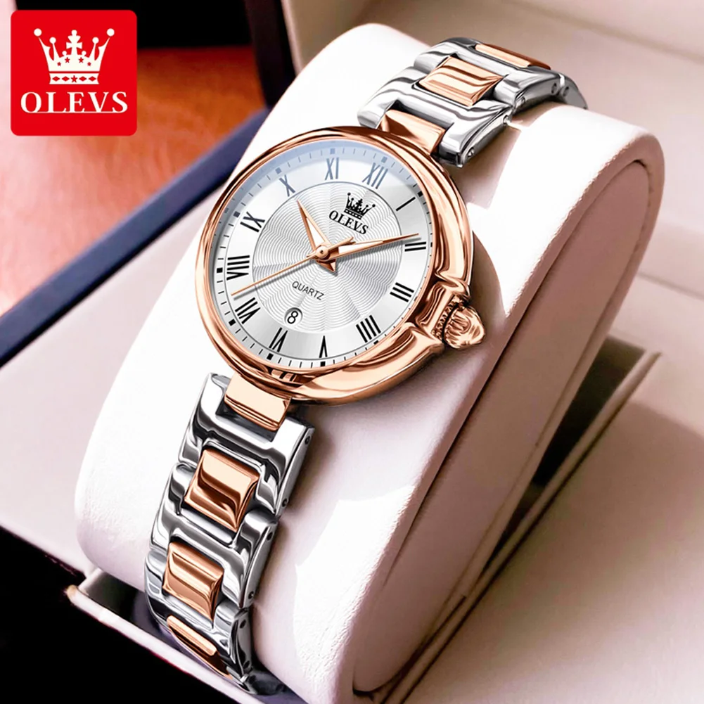 OLEVS Quartz Watch for Women Elegant Sunrise Dial Calendar Waterproof Luminous Wristwatch New Fashion Luxury Women's Watch