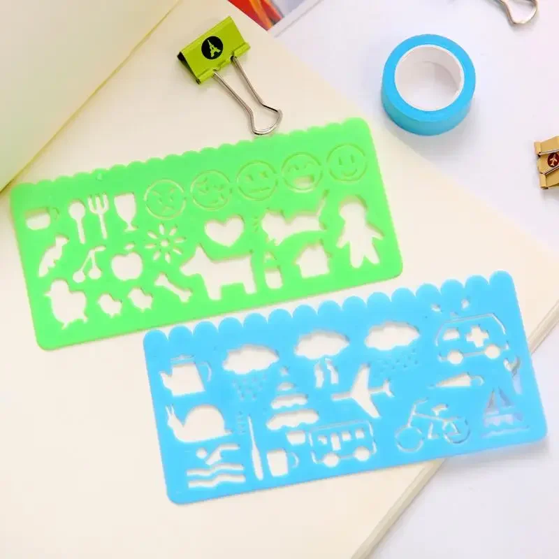 4pc Primary School Children's Painting Flower Stationery Ruler Template Kit