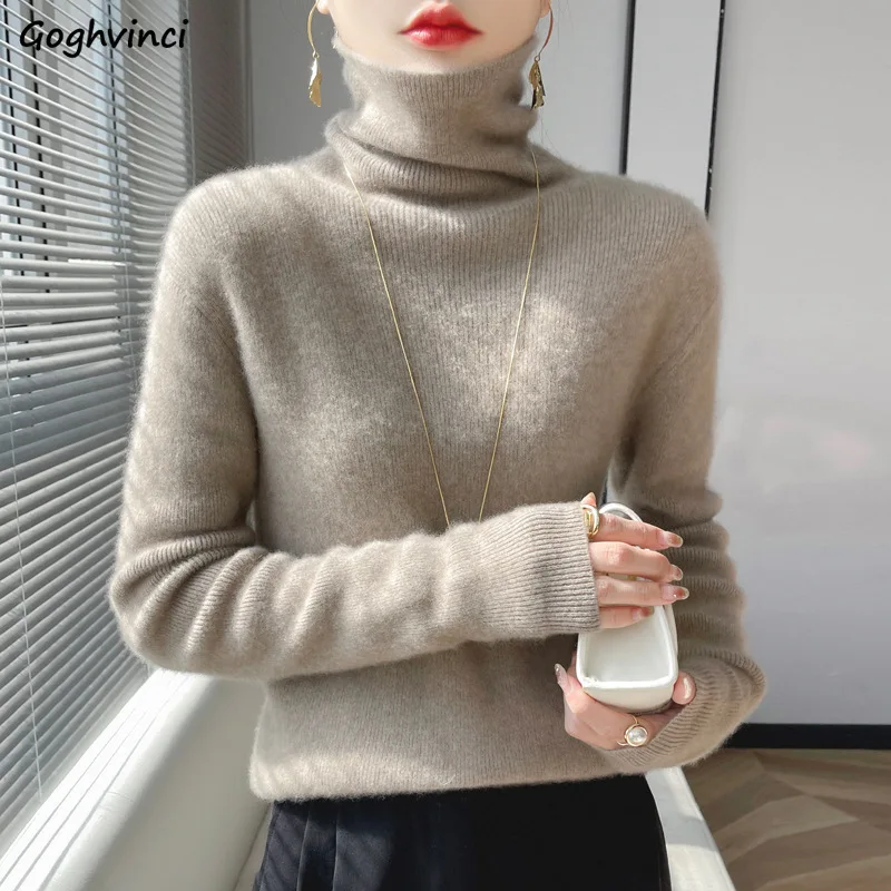 

Turtleneck Pullovers Women Inner Soft Casual All-match Korean Fashion Basic Knitted Female Clothing Trendy Ins Temper Autumn