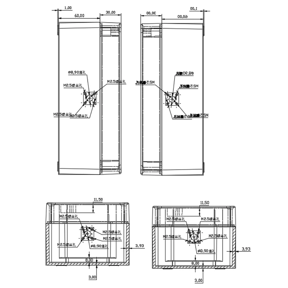 4-Port BNC RF geschirmtes Gehäuse Druckguss-Aluminium CNC-gefräste Box EMI-Schutzgehäuse (210 x 120 x 90 mm)