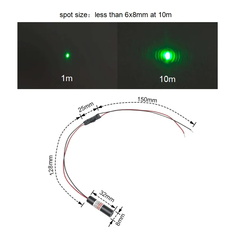 Economical Compact Green Dot Laser Diode Module 520nm D8mm 5mW 10mW 3V 5V 12V 24V Industrial Grade for Woodworking Machinery view 4