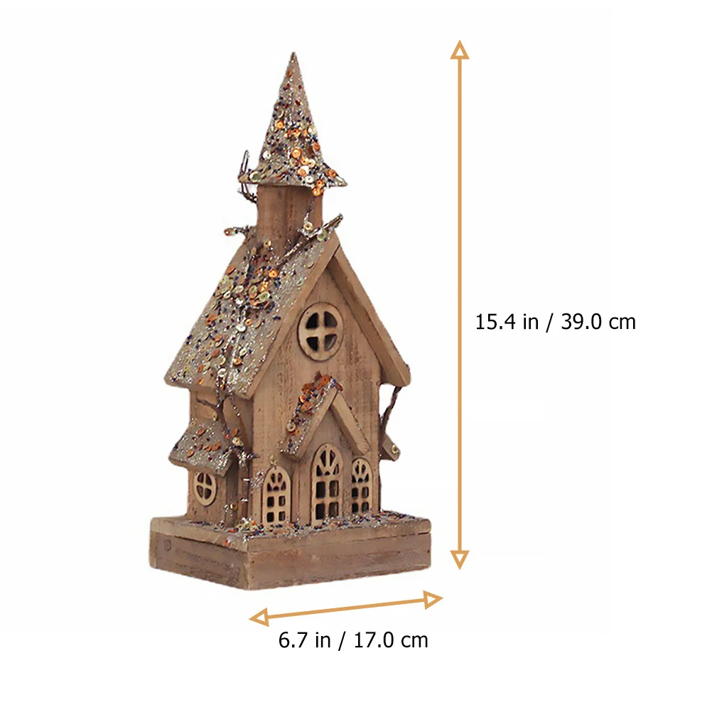 

Christmas Luminous Wooden House Decor Chic Desktop Adorn Innovative Design Bright Colors Festive Atmosphere Xmas Home Decor