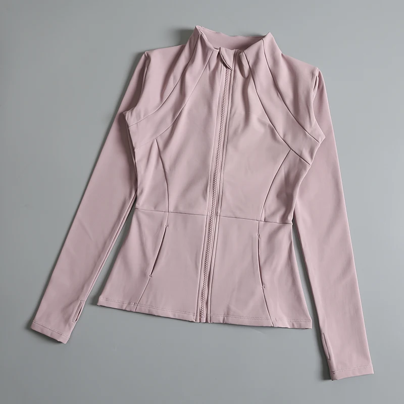New yoga wear ladies coat round high elastic loose exercise yoga fitness long sleeve stand-up collar yoga tops