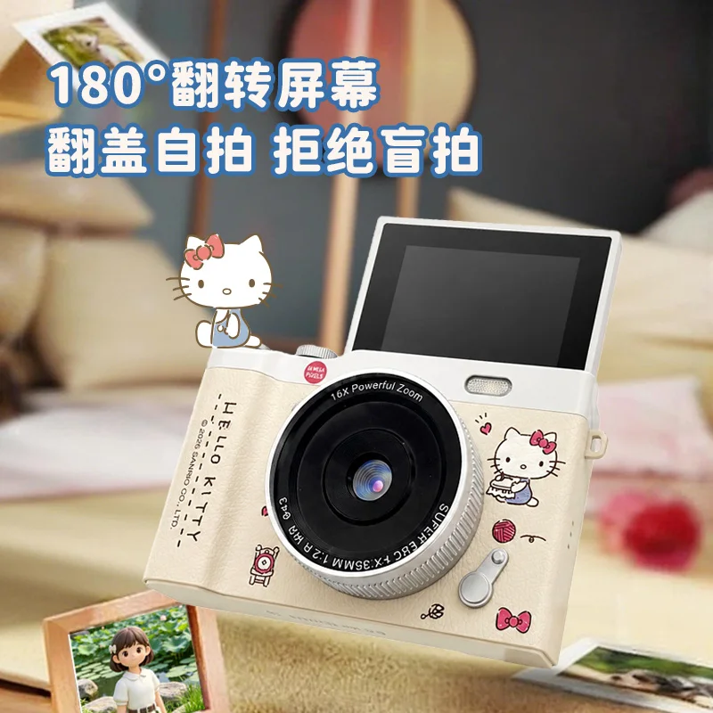Sanrio Official Ccd Digital Camera with Flip Screen, Hd, Perfect for Students, Travel, Vlogging, and Beginner Photography