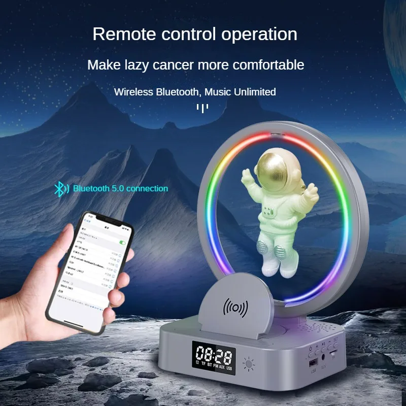 

Magnetic Levitation Astronaut Bluetooth Speaker Clock Astronaut Sound RGB Computer Subwoofer Decoration Birthday Gift