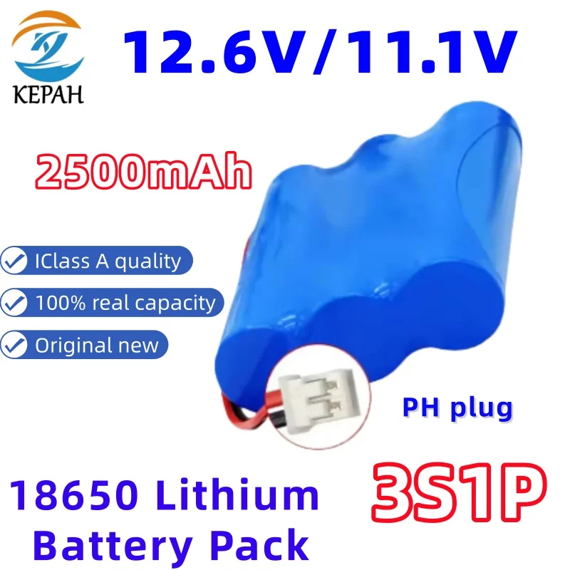 Cost-Effective 18650 Battery Pack｜3S1P 11.1V(12.6V) 2500mAh, Backup Power for CCTV & 12V Devices