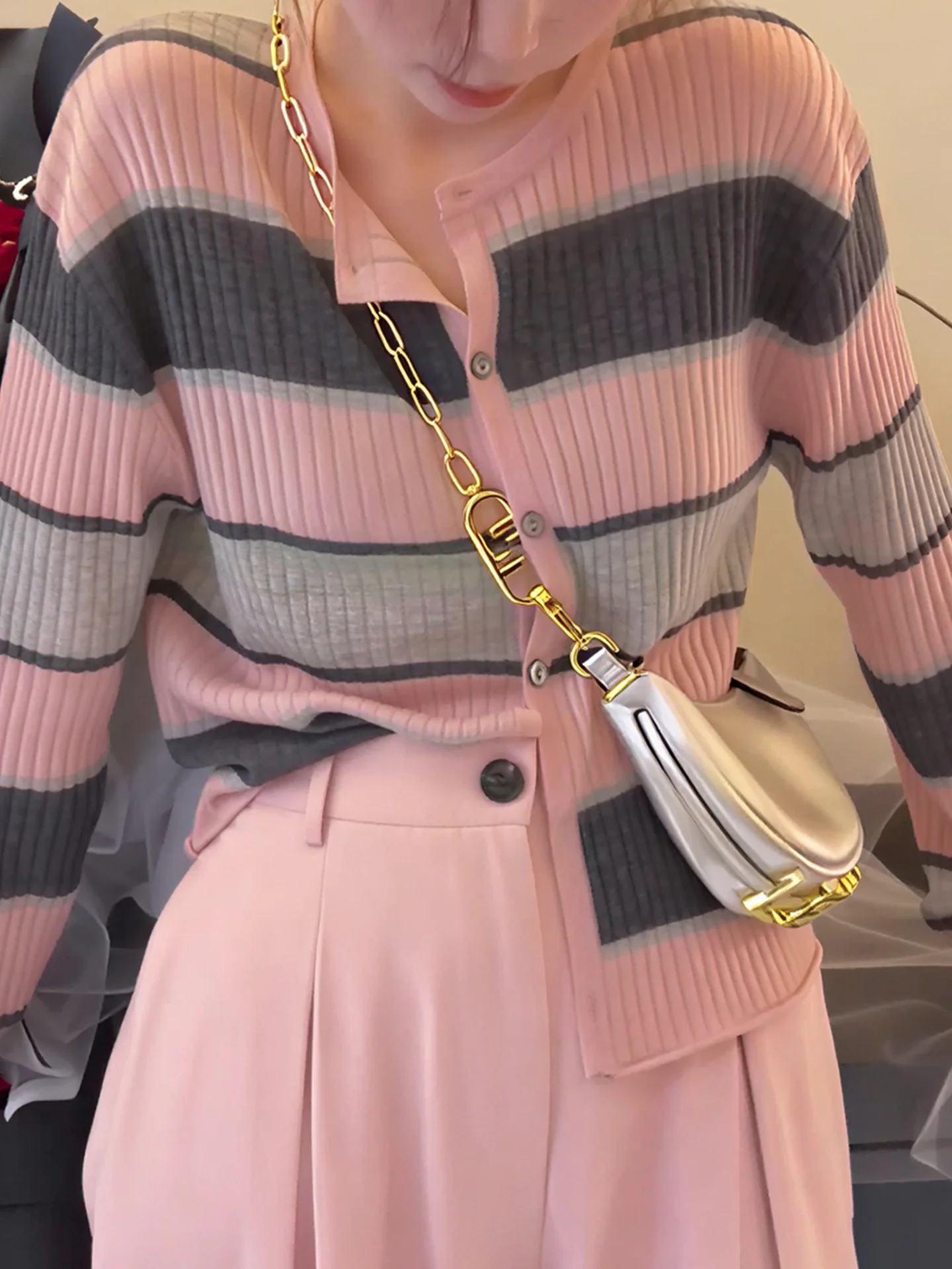 

Sweet Ice Silk Long Sve Open Cardigan Women's Loose Knitted Top Korean Sle Straight Cut Summer Faion High End Brand