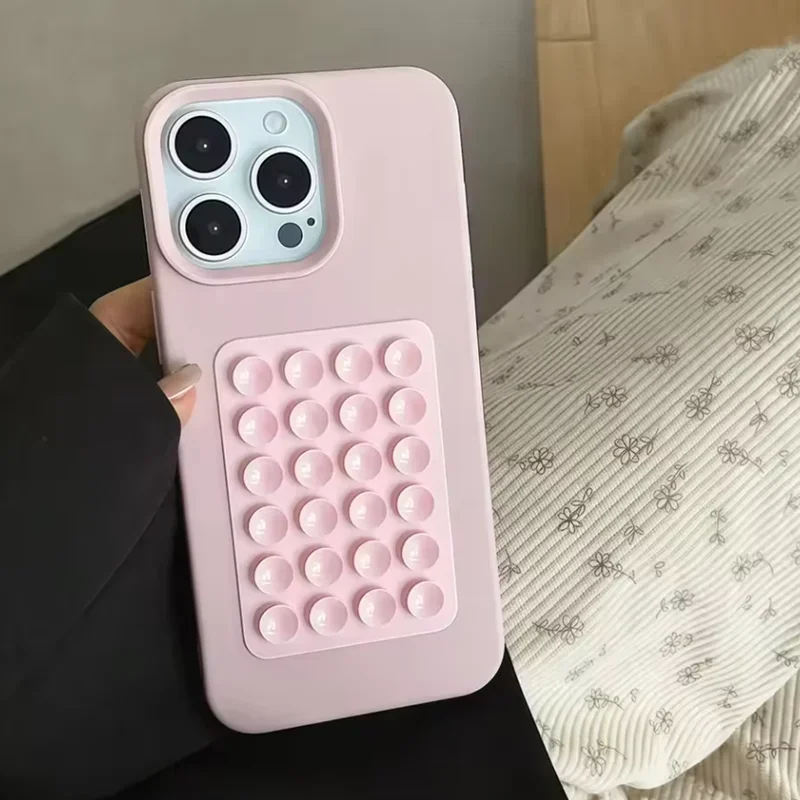 

Роскошный 3D чехол с присосками и текстурой личи для iPhone 17 16 15 14 13 12 11 Pro Max Plus XR XS, мягкий, противоударный