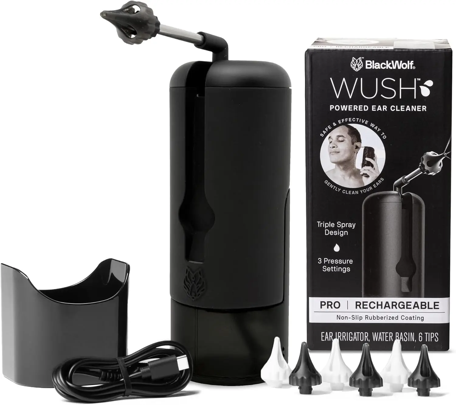 

Deluxe Water-Powered Ear Cleaner with 3 Pressure Settings, USB Rechargeable & Water-Resistant for Safe Wax Removal