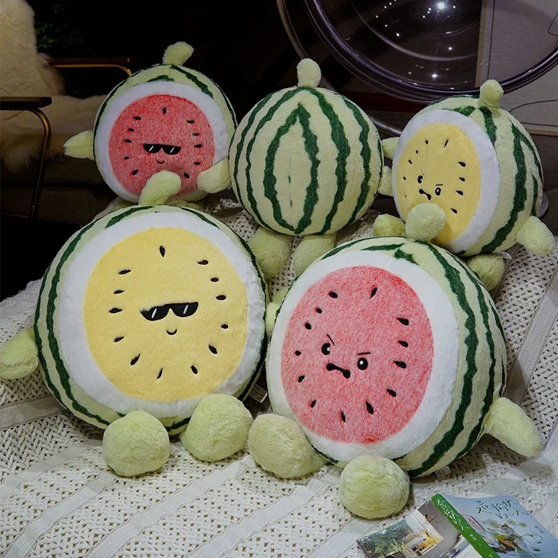 

Cartoon Cute Expression Watermelon Throw Pillow Plush Toy Watermelon Doll Home Pillow Simulation Stuffed Doll Kawaii Toy Gifts