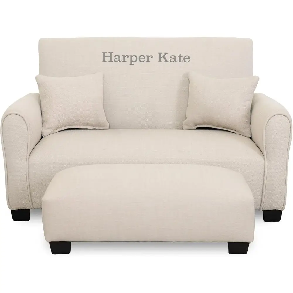 

Toddler Upholstered Soa with Ottoman and Pillows