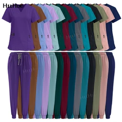 Scrubs Uniforms Sets Nurse Grey Scrubs Uniform Top for Men Hospital Medical Scrubs Unisex Clinic Nursing Surgical Uniforms Woman